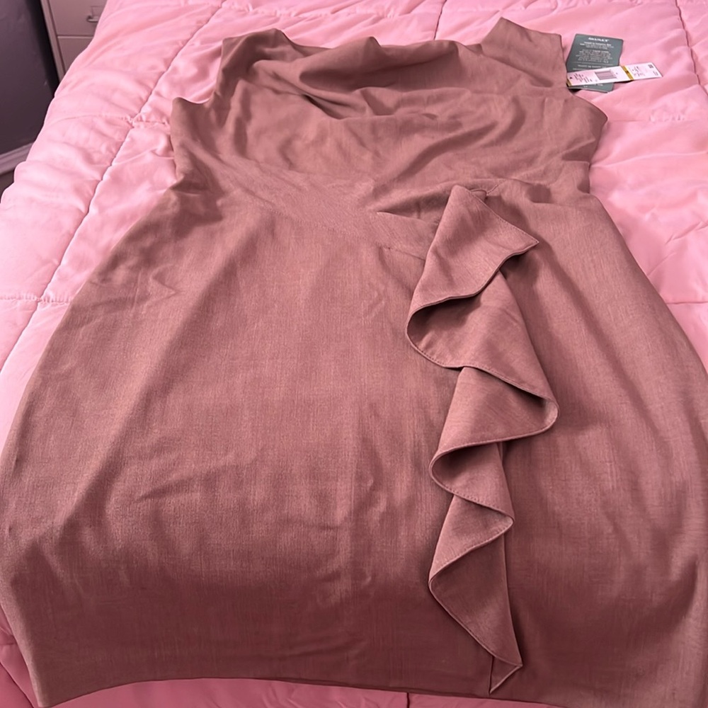 Shawl Collar Dress w/Front Ruffle Detail